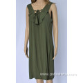 Women Casual Dress with Flounce Neck